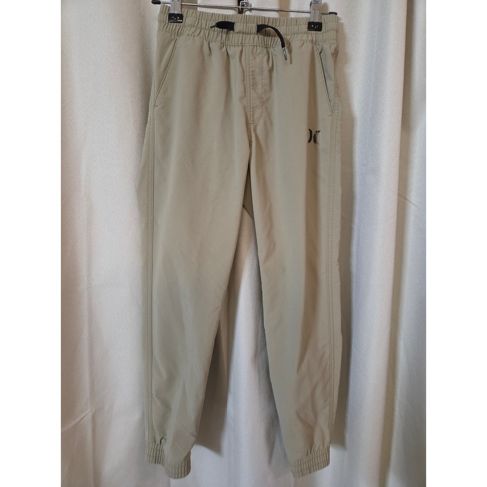 Hurley Boys Khaki Tan Stretch Jogger Pants Size S 8-10 Drawstring Elastic Waist